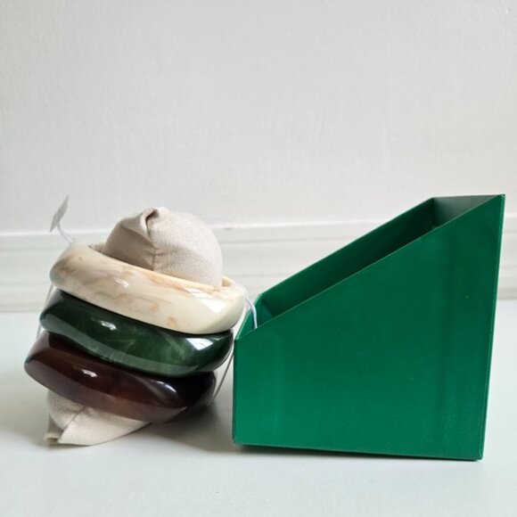 New Piper K Set Of 3 Chunky Marbleized Bangle Stack Bracelets NWT - Picture 3 of 6